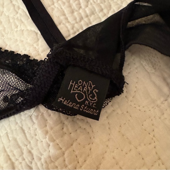 ONLY HEARTS COUCOU LOLA BRALETTE IN MESH BLACK POLKA DOT - Picture 4 of 5